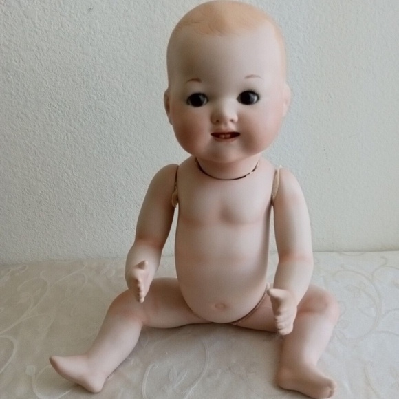 Reproduction AM Germany Artist Porcelain Doll Signed Full Body Jointed - Picture 2 of 14